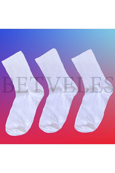 BETVELES Λευκές αθλητικές κάλτσες τένις Unisex 3 συσκευασιών