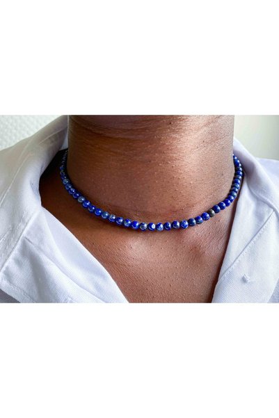 Mucize Taş Lapis Lazuli Stone Natural Stone Necklace 4 Mm