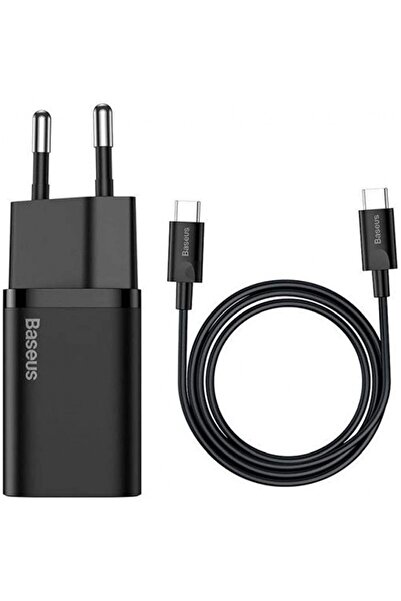 Baseus Super Si 1c 25w Hızlı Şarj Adaptörü 3a Type-c To Type-c 1m Şarj Kablosu (SİYAH)