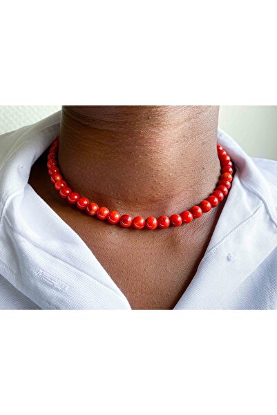 Mucize Taş Coral Natural Stone Necklace 6 mm