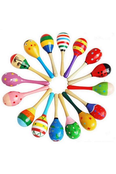 Modellino 10 قطعة خشبية Maracas دادي دوم الموسيقى إيقاع الصوت الإدراك الأطفال طفل حشرجة الموت