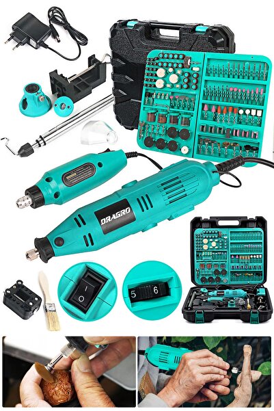 Dragro Alman 400 Watt 352 Parça 60.000 Rpm 6 Kademe Devir Ayarlı Hobi Gravür Seti Mini Taşlama Makinesi