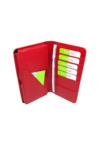 DERKON Genuine Leather Unisex Wallet with Phone Compartment