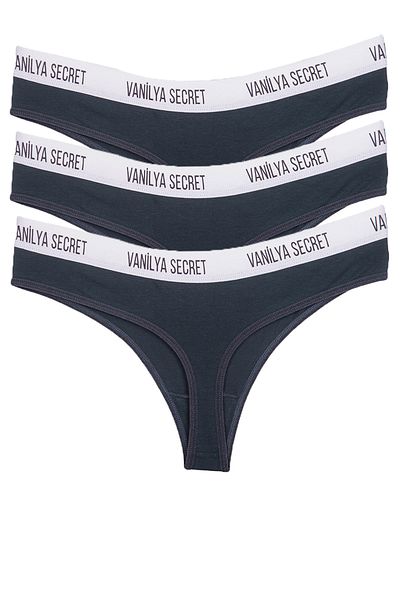 Vanilya Secret Γυναικείο λάστιχο μέσης βαμβακερό στρινγκ 3 Συσκευασία
