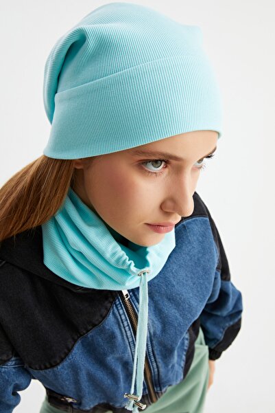 Butikgiz 3 in One Fisherman Style Beret + String Beret + Neck Collar Lightweight, 100% Cotton Winter Set