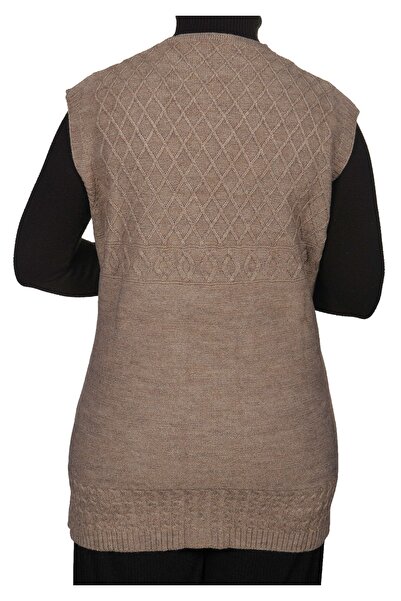 Fresh&Moda Plus Size Women's Mink Buttoned Vest