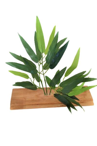 Genel Markalar Yapay Bambu Yaprağı Yeşil Bambu Yaprak Tahta Stand Üzerinde 30...