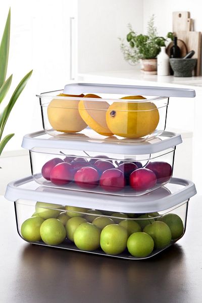 Nandy Home Set of 3 Embox Rectangular Food Container, White