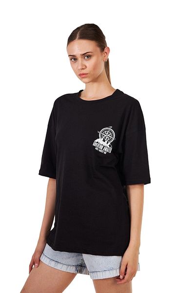 GHASSY CO. Women's Oversize Back And Chest Printed Outdoor Tshirt Psl