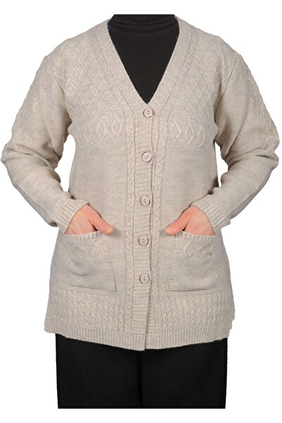 Fresh&Moda سترة نسائية كريمية قصيرة بأزرار مقاس كبير