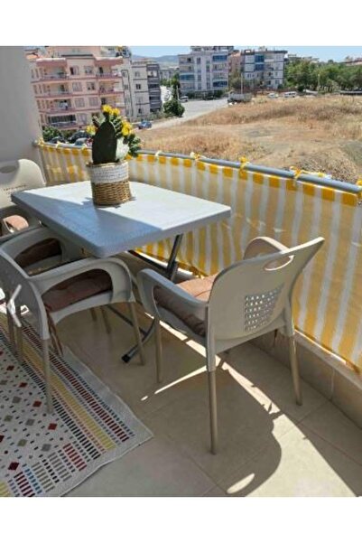 ALTINPAMUK Balkon Demiri Perdesi Korkuluk Perdesi Sarı Beyaz Her Ölçüde Boy X En Metal Halkalı-