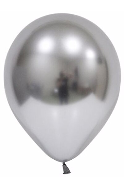 BenimMarifetlerim Silver Shiny Chrome Balloon 12 Inch 5 Pieces