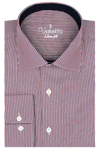 Varetta Мъжка червена риза с дълъг ръкав Slim Fit на райета
