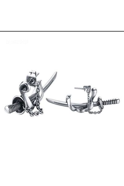 Köstebek Gothic Punk Stainless Steel Samurai Sword Earrings