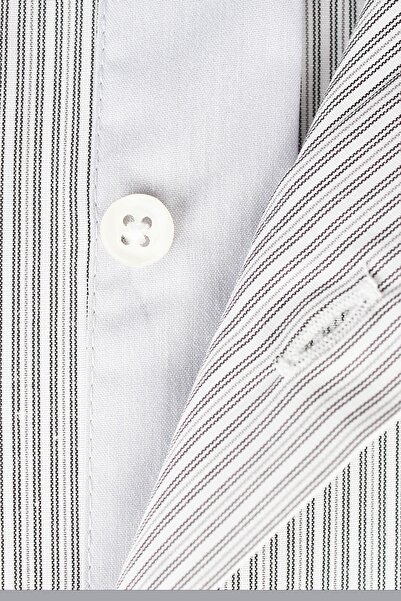 Varetta Men's Gray Slim Fit Striped Long Sleeve Shirt