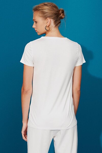 Perspective Casta V-Neck Sequined Detailed Ecru Blouse