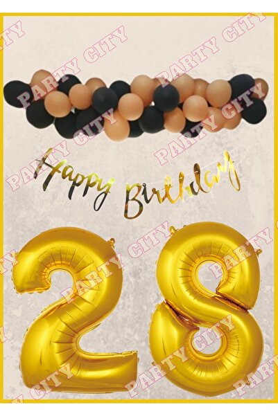 Party City مجموعة احتفالات عيد ميلاد سعيد باللون الذهبي (28) عامًا