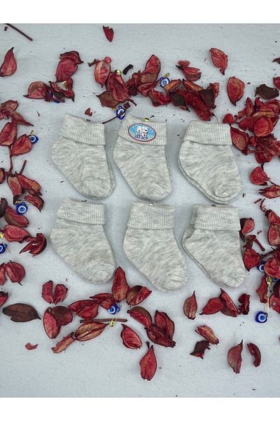 Akface 6x Organic 100% Cotton Karmelange Baby Socks 0-6 Months