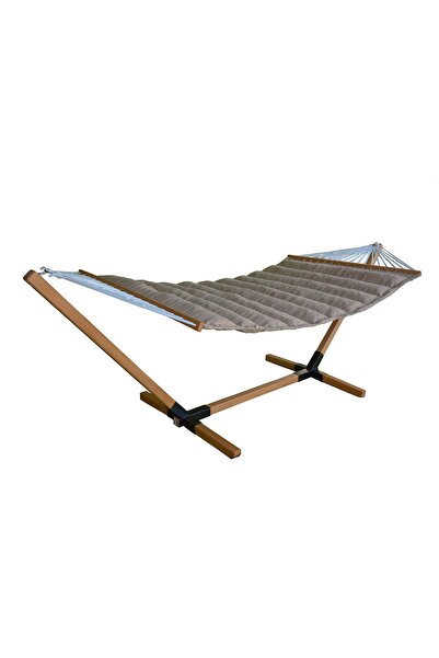 ALTINOLUK HAMAK Altınoluk Kumaş Hamak Çift Kişilik Set Ahşap Ayaklı