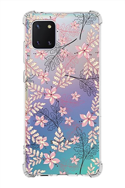PrintiFy Samsung Galaxy Note 10 Lite Köşe Korumalı Antişok Kapak Floral Kırmı...