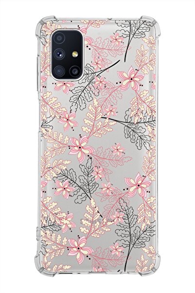 PrintiFy Samsung Galaxy M51 Köşe Korumalı Antişok Kapak Floral Kırmızı Tasarı...