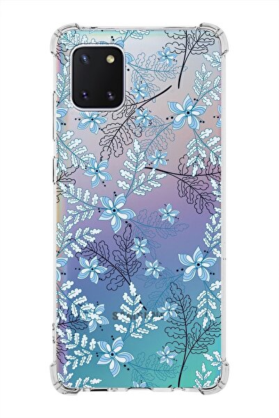 PrintiFy Samsung Galaxy Note 10 Lite Köşe Korumalı Antişok Kapak Floral Mavi ...