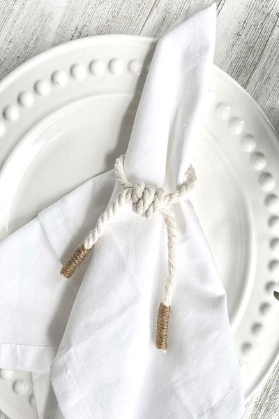 Emtory Home Δαχτυλίδι χαρτοπετσέτας με σχοινί κρέμας Bohemian 6 τεμαχίων
