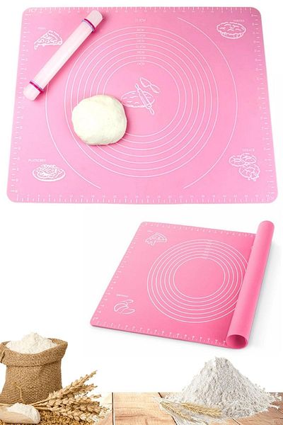 Tilbe Home Silicone Dough Rolling Mat Measured Heat Resistant Dough Kneading Mat Large Size Kitchen Pastry Oven Mat