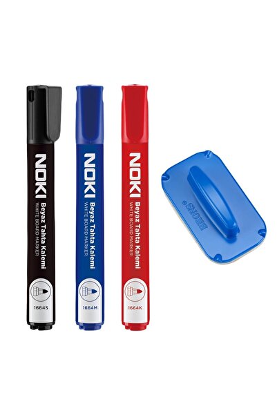 Noki Beyaz Tahta Kalemi Siyah Mavi Kırmızı Ve Tahta Silgisi