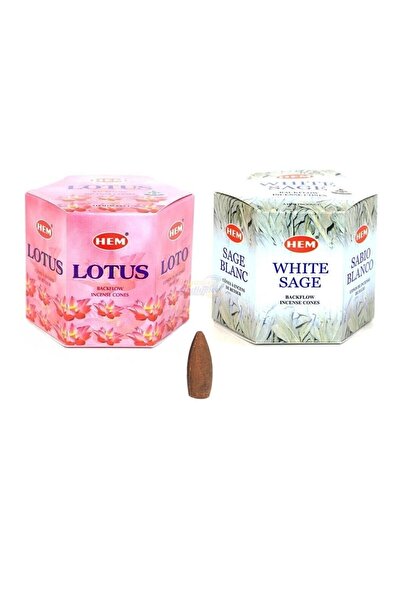 Hem Tütsü Lotus Ve Beyaz Adaçayı Geri Akış Şelale Tütsü Konileri 40 Adet