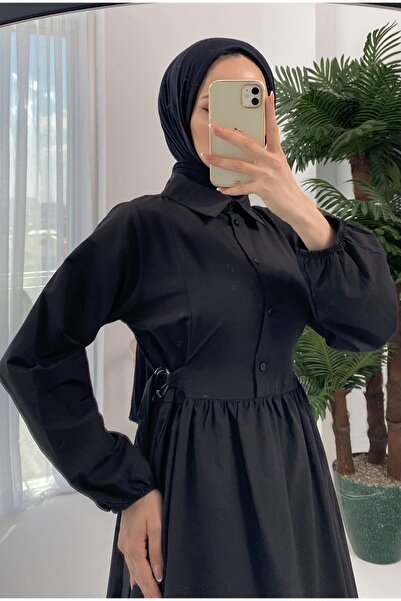 Basicpark Macron Waist Buckle Black Dress