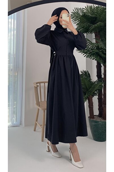 Basicpark Macron Waist Buckle Black Dress