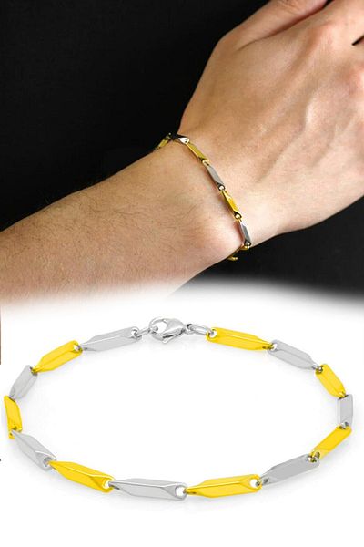 The Collection Men's Steel Yellow White Bracelet