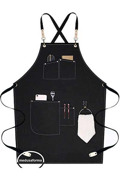 medusaforma Cross Strap Kitchen Apron Master Chef Cafe Restaurant Chef Waiter...