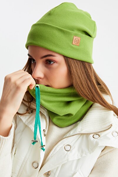 Butikgiz 3 in One Fisherman Style Beret + String Beret + Neck Collar Lightweight, 100% Cotton Winter Set