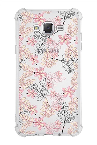 PrintiFy Samsung Galaxy J7 Köşe Korumalı Antişok Kapak Floral Kırmızı Tasarım...