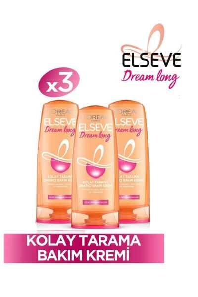 ELSEVE Loreal Dream Long Kolay Tarama Saç Bakım Kremi 390 Ml X 3 Adet