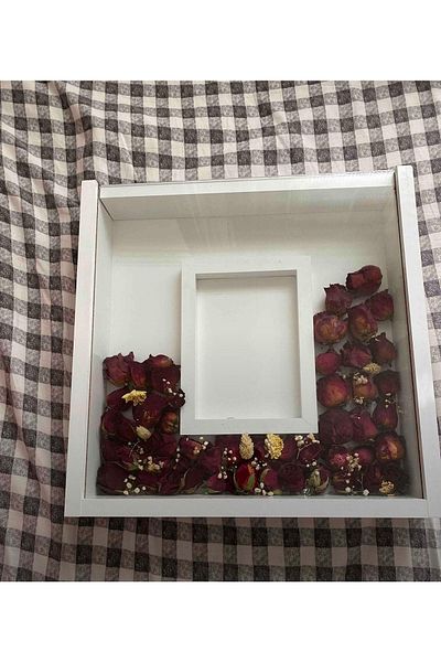 HÜ Cİ MOBİLYA Mdf 40*40 8, Glass Frame with Picture Compartments Rose Box Memory Frame