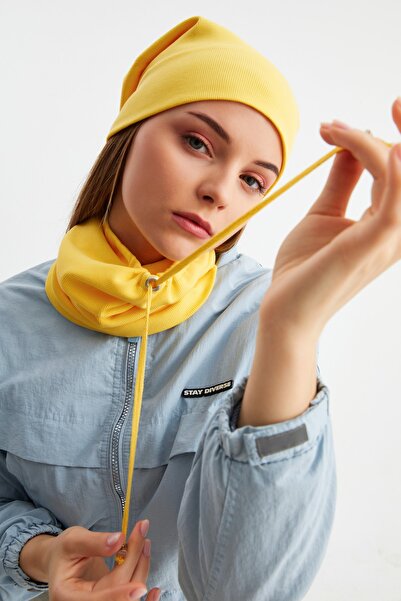 Butikgiz 3 in One Fisherman Style Beret + String Beret + Neck Collar Lightweight, 100% Cotton Winter Set