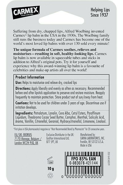 Carmex Original Lip Balm 10 Gr