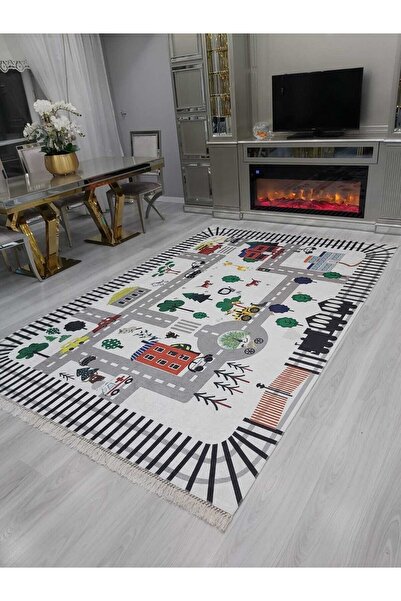 ALLGELSİN Dijital Baskı Yıkanabilir Kaymaz Taban Çocuk Odası Halısı Karikatür Içerikli Halı 160x230 4m2 Ölçü