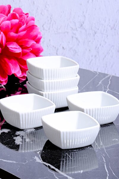 Porselen Diyarı 6'lı Porselen Kare Sosluk Çerezlik (7x7x3 Cm)