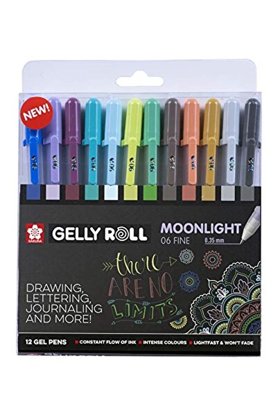 Sakura Gelly Roll Moonlight Fine Set, Boyut 06 (0,35 Mm), 12 Siyah Işık Jel Kalem