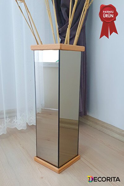 Decorita Vazo | Bronz Ayna | Kuru Bitki Saksısı