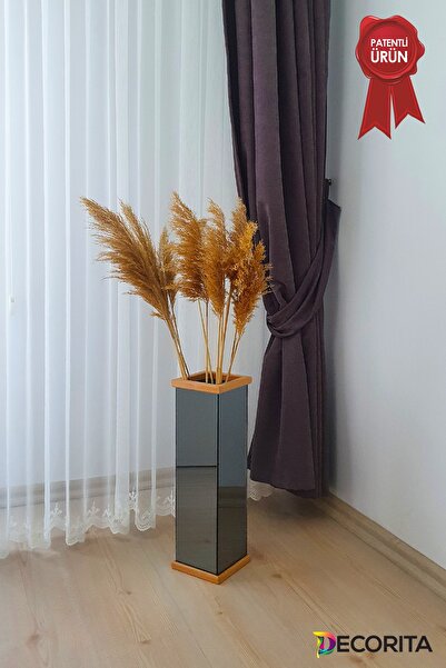 Decorita Vazo | Füme Ayna | Kuru Bitki Saksısı