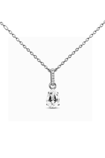 Eva Jewelry Beyaz Mistik Topaz Taşlı Gümüş Kaplama Kadın Kolye