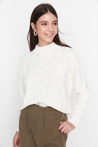 Trendyol Collection Ecru Knit Detailed Knitwear Svetr TWOAW22KZ2291