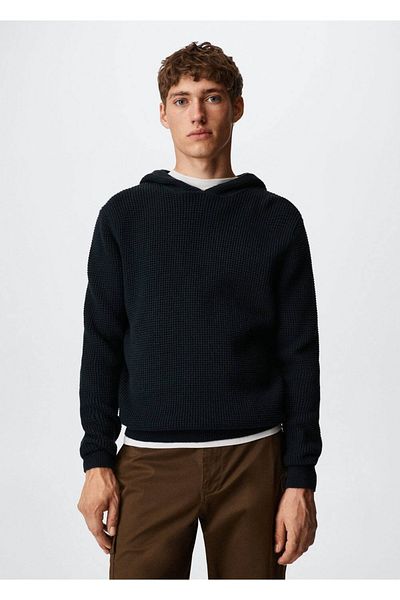 MANGO Man Gemusterter Pullover mit Kapuze