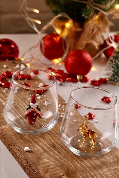 mozaikturk Yılbaşı Özel Figürlü 6'lı Su Bardağı Seti