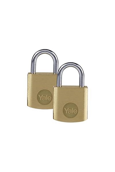 Yale Y110B/20/111/2 - 20mm Brass Padlock Set of 2 - Standard Protection - Steel Ring - 3 Keys